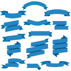 Fototapeta premium Blue Web Ribbons Set White Background