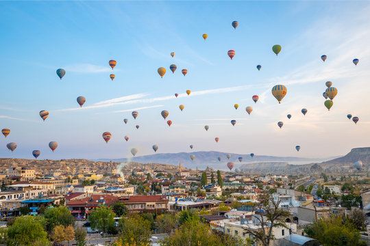 View Of Cappadocia City At Night In Turkey