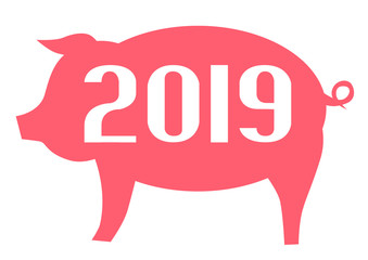 Pig face on new year holiday background