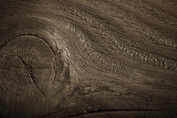 An old board with knots and chips. Wood. Background. Selective focus
