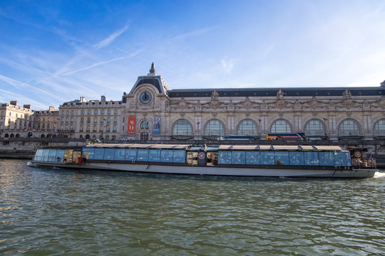 PARIS, FRANCE, SEPTEMBER 8, 2018 - View of Orsay Museum from River Seine in Paris, France