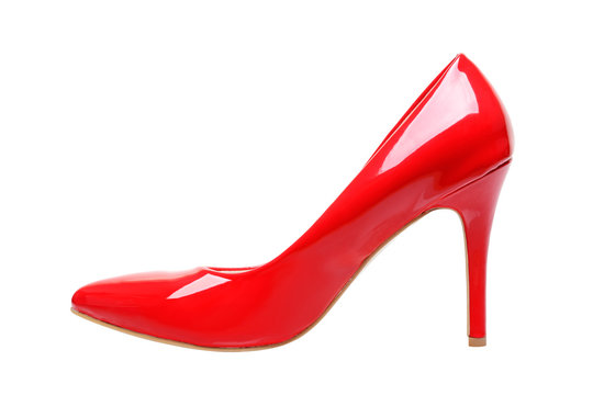 Red stiletto high heel shoe, cut out