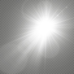 Light sources, concert lighting, spotlights. Concert spotlight with beam, illuminated spotlights for web design illustration.