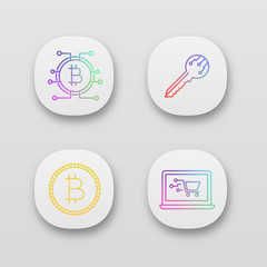Bitcoin cryptocurrency app icons set