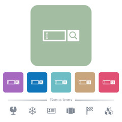 Search box with cursor flat icons on color rounded square backgrounds