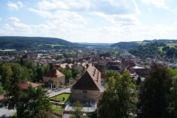 Fototapeta na wymiar Stadt Kronach - Blick auf die Stadt von der Festung Rosenberg aus