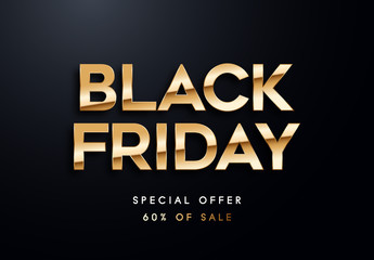 Black Friday golden vector illustration