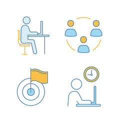 Business management color icons set