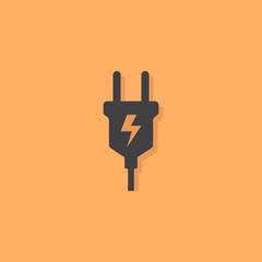 Electric plugs icon flat design style on dark yellow background
