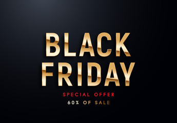 Black Friday golden vector illustration