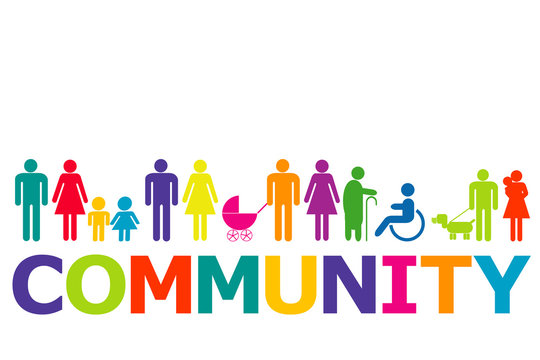 Community concept with colored people pictograms