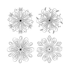 set of different snowflakes