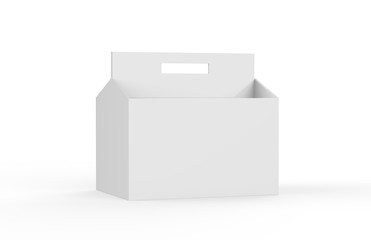 White blank 6 pack beer packaging on white floor for mock up, 3d illustration