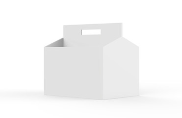 White blank 6 pack beer packaging on white floor for mock up, 3d illustration