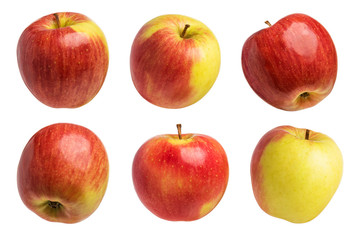 Set of perfect color apples isolated on white background as package design element.