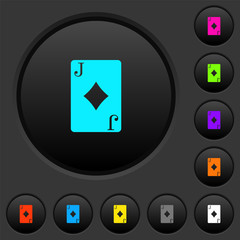 Jack of diamonds card dark push buttons with color icons