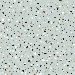 Poster Terrazzo flooring vector seamless pattern in gray, yellow and re © lalaverock