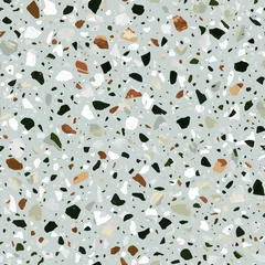 Acrylglas küchenrückwand Terrazzo flooring vector seamless pattern in gray, yellow and re © lalaverock