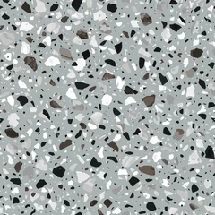 Tischdecke Terrazzo flooring vector seamless pattern in gray and brown colo © lalaverock
