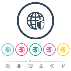 Internet security flat color icons in round outlines