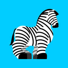 Fototapeta na wymiar Strong zebra isolated. Powerful wild striped horse.