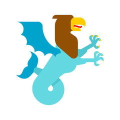 Sea griffin Heraldic animal. Griffin with fishtail. Fantastic Beast. Monster for coat of arms. Heraldry design element.