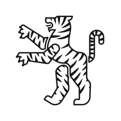 Tiger Heraldic animal silhouette. Fantastic Beast. Monster for coat of arms. Heraldry design element.