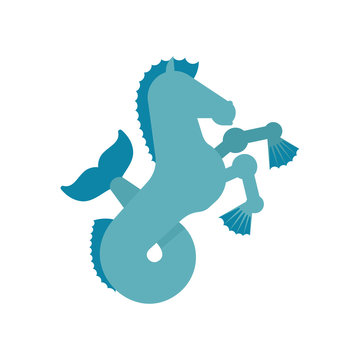 Sea Pegasus Heraldic animal. Fishy horse with fishtail. Fantastic Beast. Monster for coat of arms. Heraldry design element.