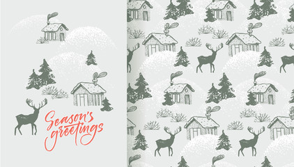 Season's greetings card and pattern