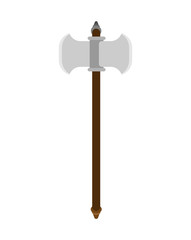 Battle ax weapon isolated. Double blade. Old medieval axe for warriors.