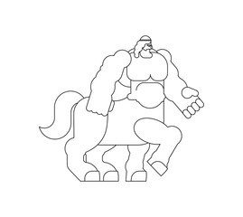 Centaur Heraldic animal linear style. half-man half horse Fantastic Beast. Monster for coat of arms. Heraldry design element.