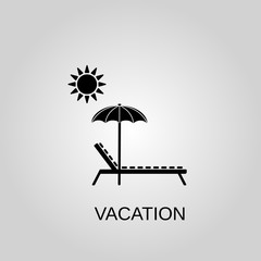 Vacation icon. Beach symbol. Flat design. Stock - Vector illustration.