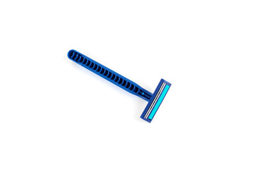 New disposable razor blade, on white background, isolated.
