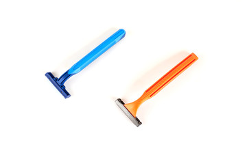 set of new razor blade, isolated on white background