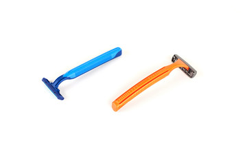 set of new razor blade, isolated on white background