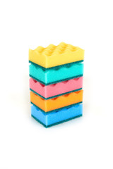Group of kitchen sponges isolated on the white background.
