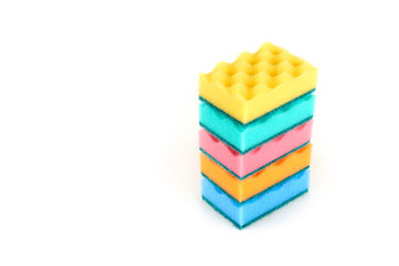 Group of kitchen sponges isolated on the white background.