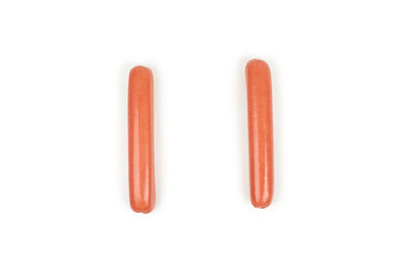 Obraz premium Fresh boiled sausages, isolated on white background