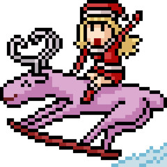 Fototapeta premium vector pixel art reindeer ski