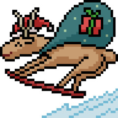 Fototapeta premium vector pixel art reindeer ski