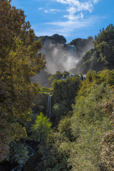 Beautiful view of the Marmore waterfalls (Cascate delle Marmore), Umbria, Italy