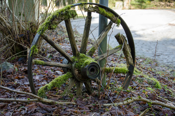 rueda vieja y abandonada 