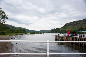 View from Glenridding Pier into Lake , Lake district in England 