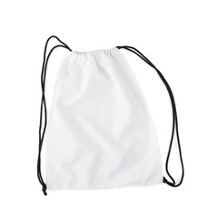 Fototapeta white backpack with black string isolated on a white background obraz