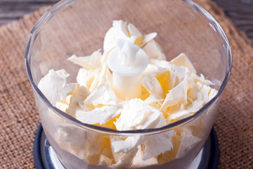 Diced butter and flour in food processor
