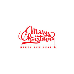 Congratulations Happy New Year and Merry Christmas, calligraphy for cards, posters and covers