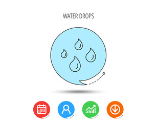 Water drops icon. Rain or washing sign.