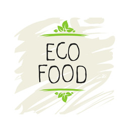 Eco food label and high quality product badges. Bio healthy organic, 100 bio and natural product icon. Emblems for cafe, packaging etc. Vector