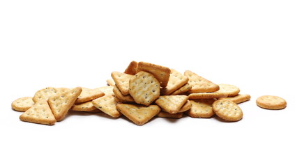 salty cracker biscuit isolated on white background