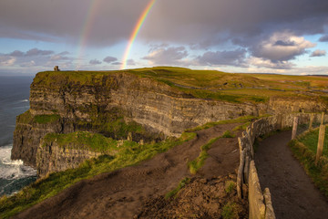 Double rainbow over the Cliffs of Moher, Ireland